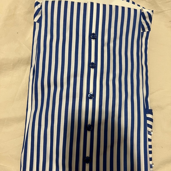 TM Lewin Blue & White Striped Fully Fitted Button Down Shirt - UK 18; US 16 - Picture 3 of 4
